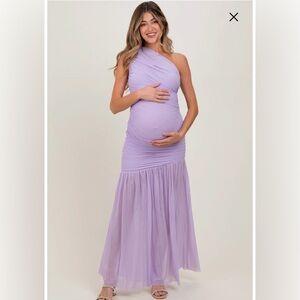 Pinkblush One-Shoulder Lavender Maternity Dress